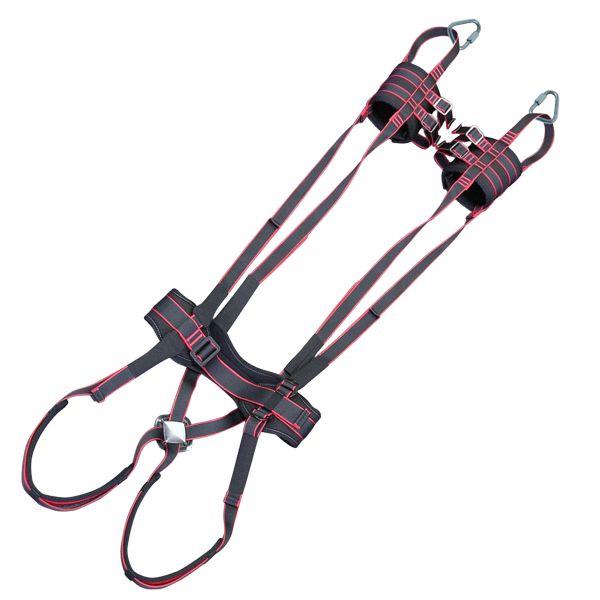Harness with ankle supports for upside down abseil